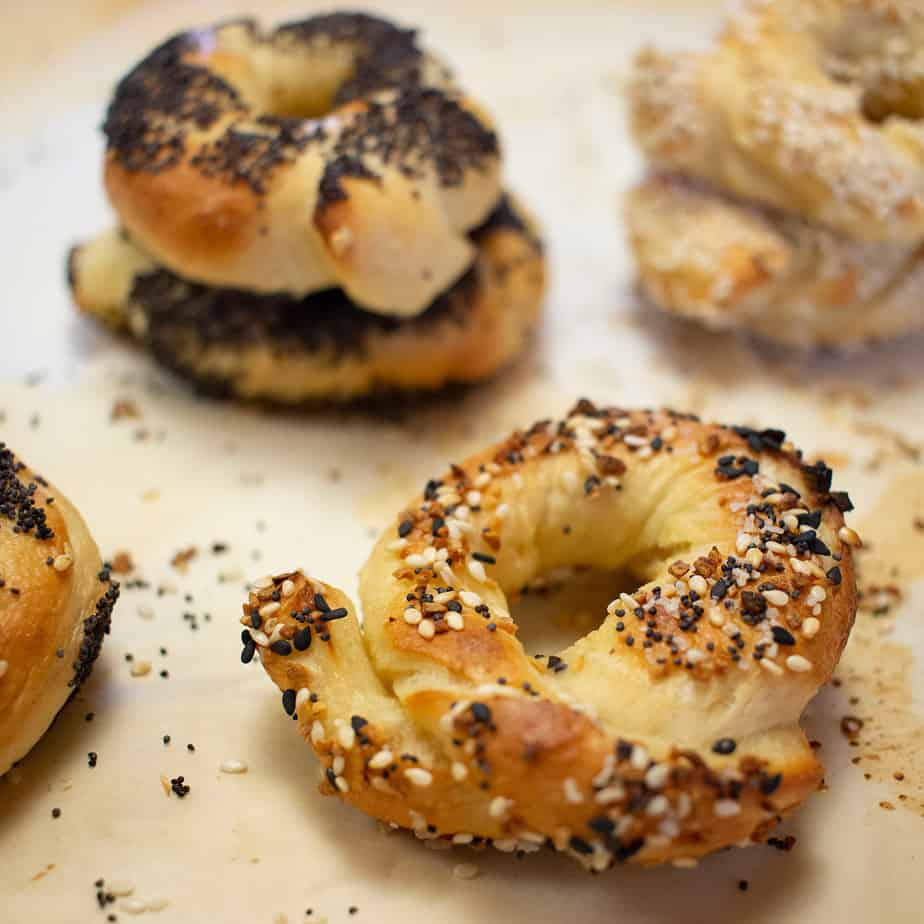 montreal bagels with sesame and poppy seeds